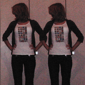 Tag 23: Hose Blind Date (vermutlich bei Mister*Lady gekauft), T-shirt von H&M (mit eigenem Motiv bedruckt), Strickjacke von Mister*Lady