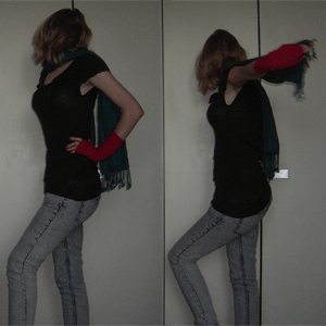 Tag 45: Schal Ostermarkt, T-shirt Avanti, Stulpen und Jeans H&M