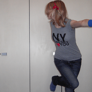 Tag 70 Tag 70: Haarschleife Bastelladen, T-shirt H&M (selbst bedrucken lassen), Stulpen H&M, Jeans Mister*Lady, Socken unbekannt