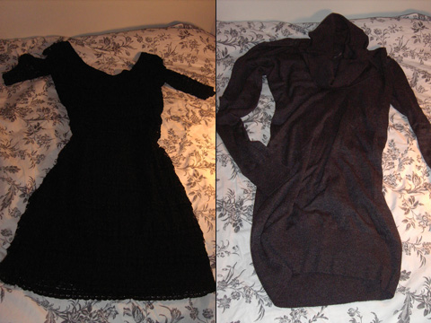 links: Kleid von H&M mit Spitze, rechts: Pullover von H&M