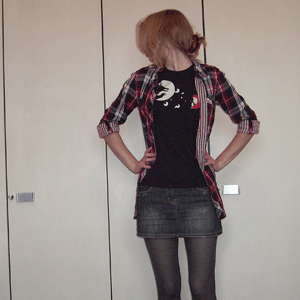 Tag 92 Day 92: Top and barrette H&M, Tights and Skirt Pimkie, T-shirt Cyclon