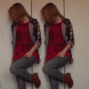 Day 121: blouse und Jeans H&M, t-shirt Mister*Lady, Boots Lili, hairband unknown