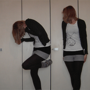 Tag 126: Strickjacke Avanti; T-shirt, Top und Shorts H&M; Strumpfhose unbekannt; Socken selbstgemacht von meiner Mum