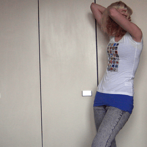 Tag 343: T-shirt H&M (selbstbedruckt); Top und Jeans H&M