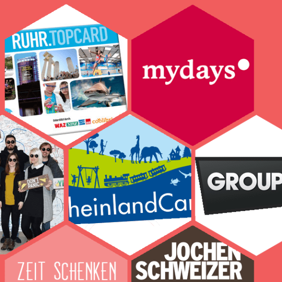 Egal ob Ruhrtopcard, Mydays-Gutschein, Rgeinlandcard, Groupon-Gutschein oder Jochen Schweizer-Abenteuer. Über diese Seiten findet man für jeden das richtige Geschenk.