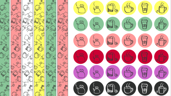 Das zweite DIY-Sticker und Washitapeset besteht aus Icons zum Thema Teatime.