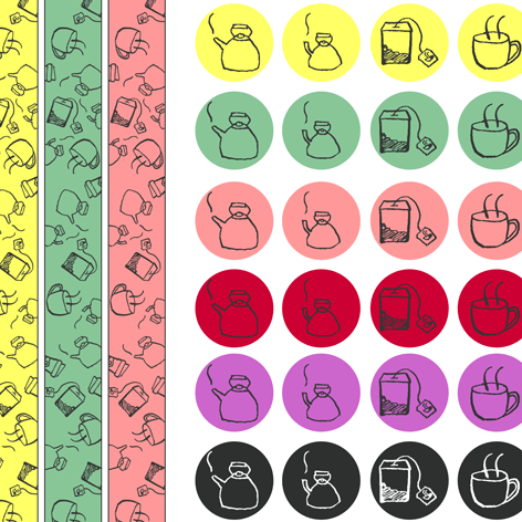 Das zweite DIY-Sticker und Washitapeset besteht aus Icons zum Thema Teatime.